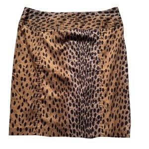 Vintage Brown Cotton Leopard Print Women's Mini Skirt Size 8